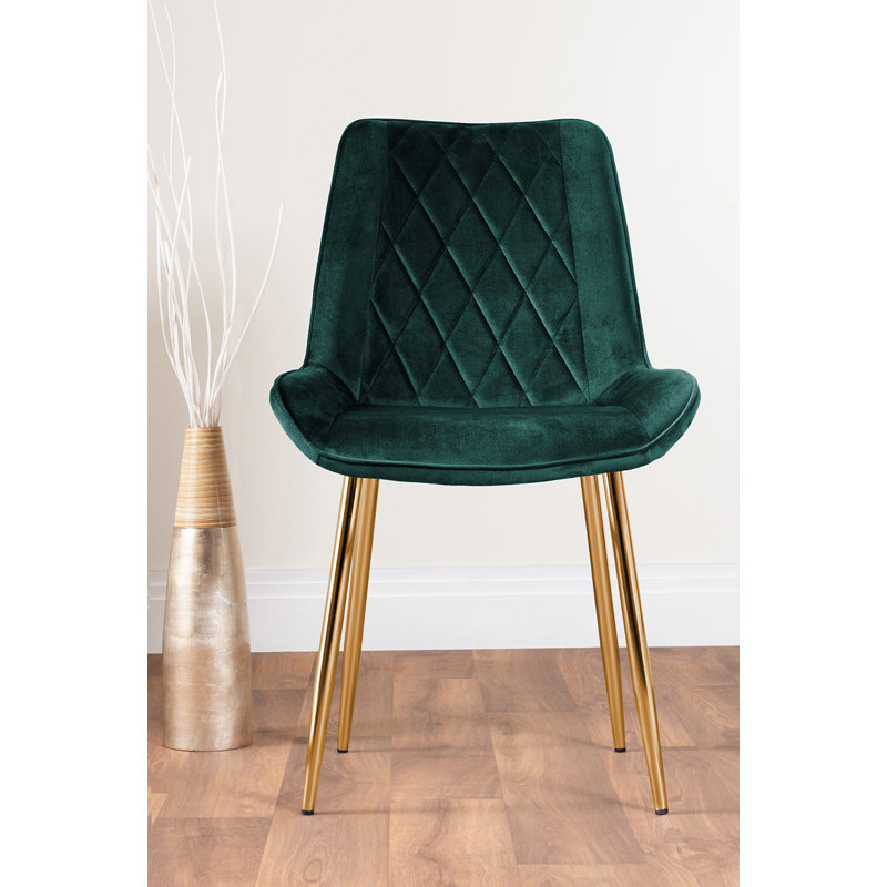 Tierra Modern Chrome Metal & Glass Round Dining Table Set with 6 Luxury Faux Leather Chairs, Green/Gold