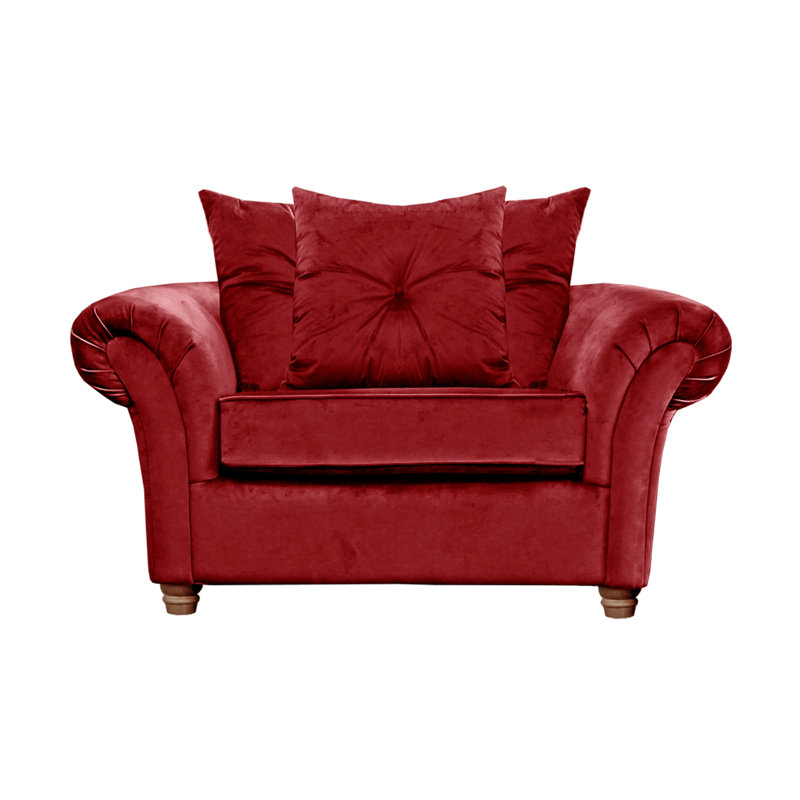 Lila 135cm W Velvet Rolled Arms Loveseat, Burgundy