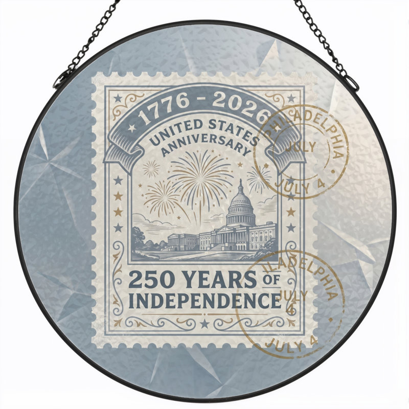 Panneau de fenêtre en verre pour décoration intérieure États-Unis 250th Anniversary, H 7,8 po