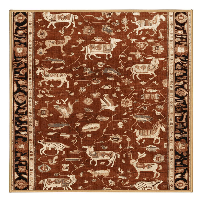 Tapis brun lavable à la machine, Carré 4 pi