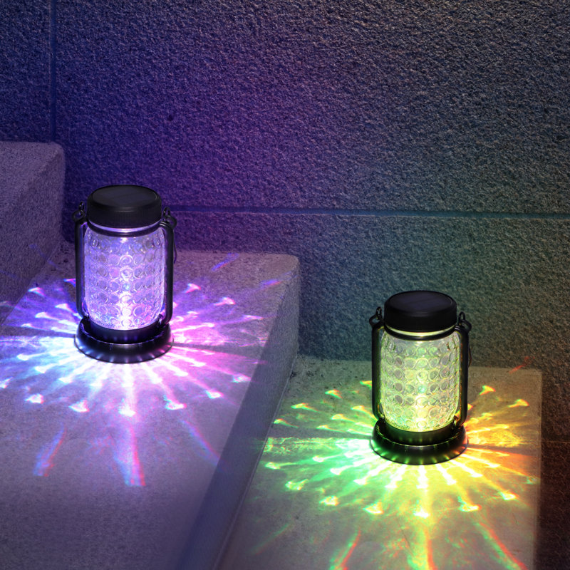 18.89'' Solar Powered Integrated LED Color Changing Outdoor Lantern