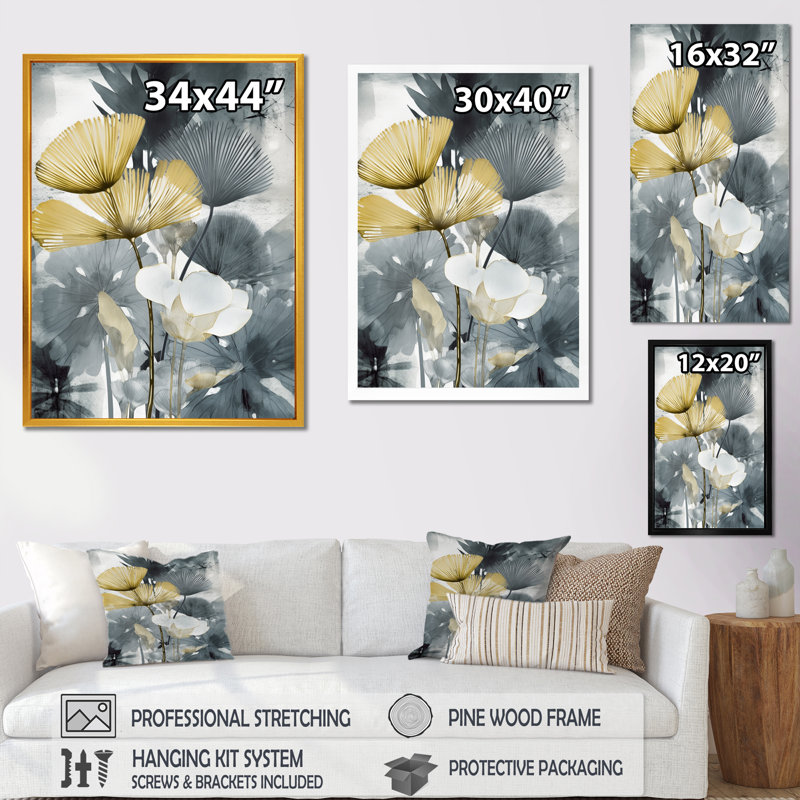 Tropical_ Palmier_Art_Pour_Ginkgo Art V, Cadre photo noir, H 20 po x l 12 po x P 1 po