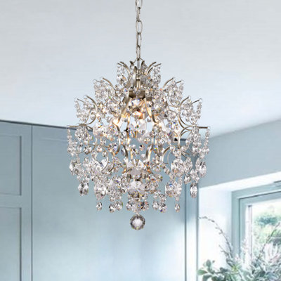 Lustre géométrique unique en forme de champagne brossé à 3 lumières avec accents de cristal Gillespie