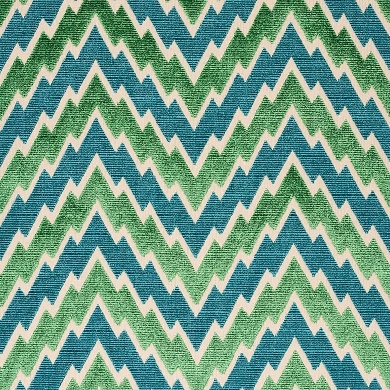Florentine Chevron Velvet Fabric, Emerald
