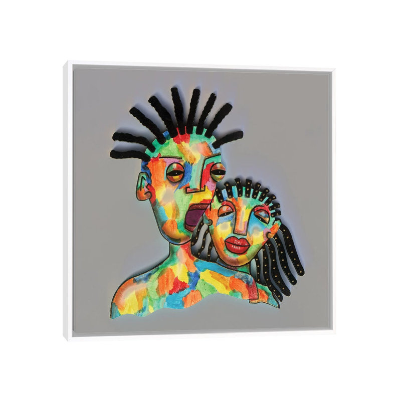 «Tribal II» par Fred Odle - reproduction imprimée, Pas de tapis, H 26 po x l 26 po x P 1,5 po, Toile blanche encadrée