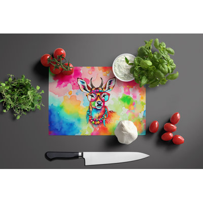 Hippie Animal Deer Glass Cutting Board