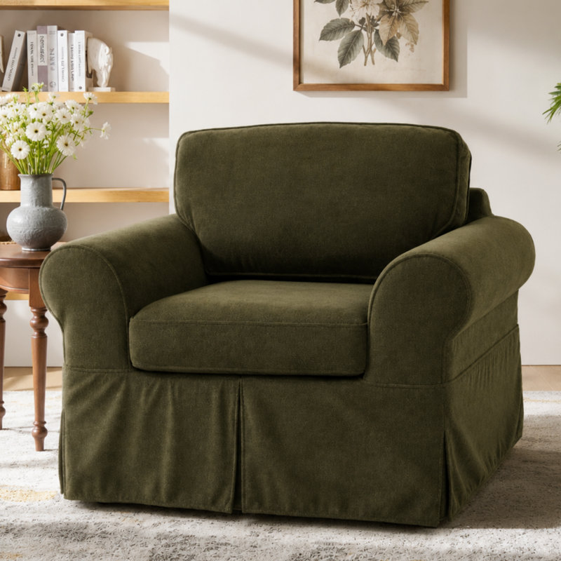 Fauteuil d'appoint l 43,7 po avec housse amovible, Vert