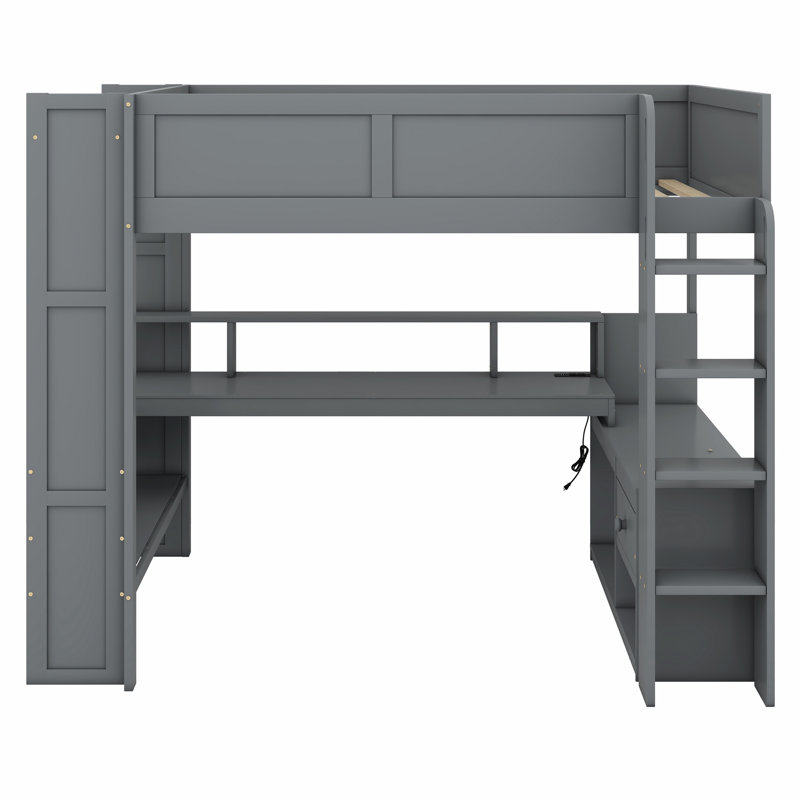 Jaylein Kids Loft Bed with Drawers, Full