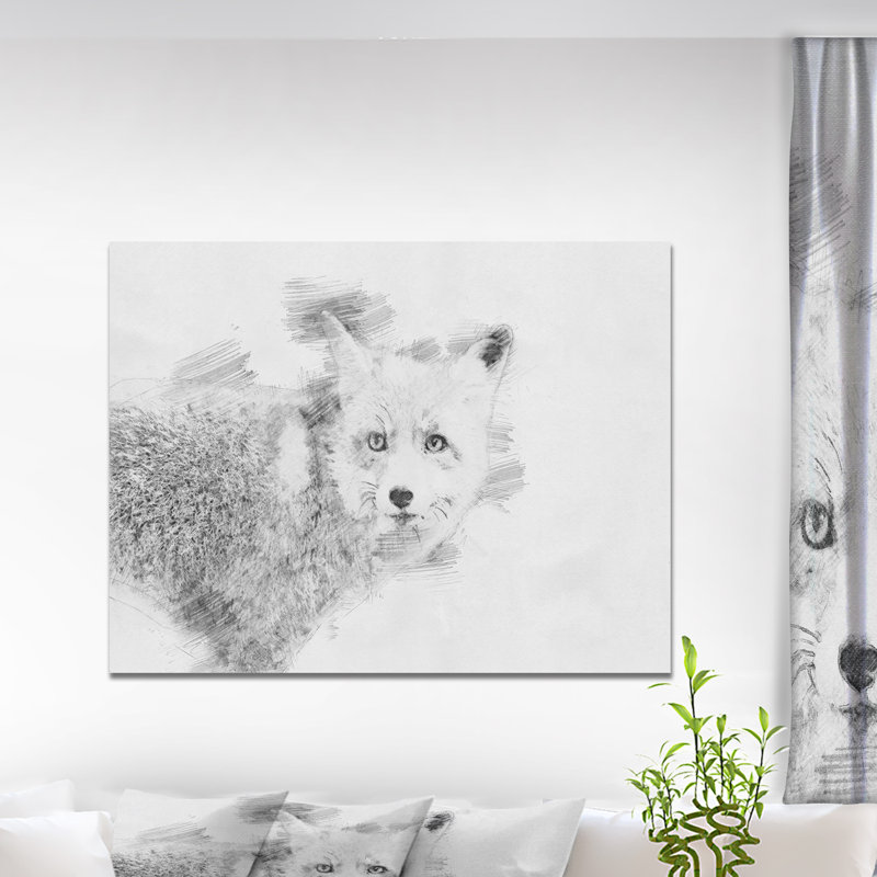 «Black and White Fox», reproduction sur toile tendue, H 30 po x l 40 po x P 1,5 po