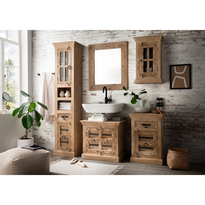 Gelincik Solid Wood Rectangle Wall Mirror