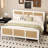 Rattan Bed Frame With Headboard, Boho Cane Platform Bed Frame With Strong Metal Slat, Noise Free-907927858-930438021