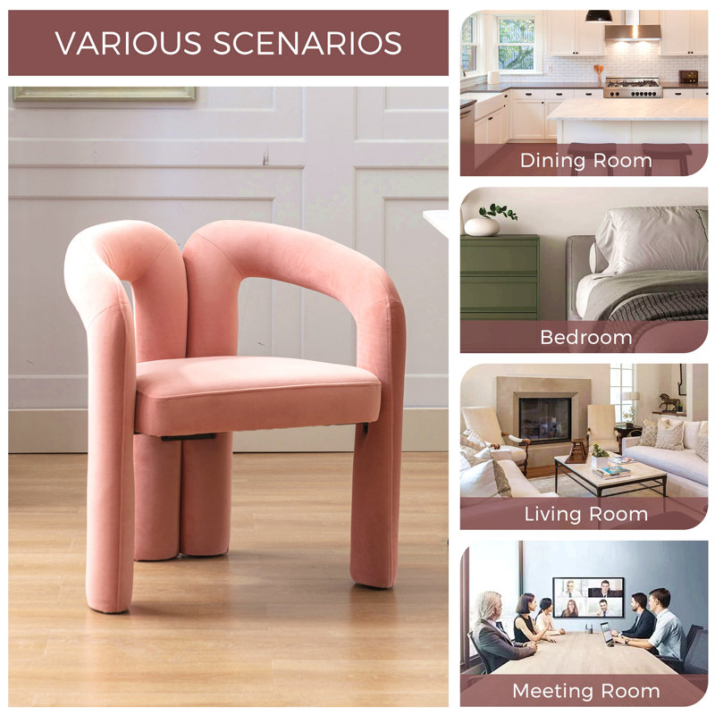 Fauteuil de cuisine en velours rembourré, Rose