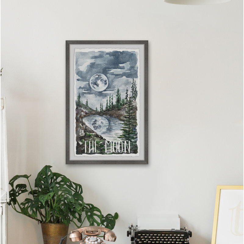 The Moon Reflection 1 Piece Single Picture Frame Painting, 91cm H x 61cm W x 3.81cm D