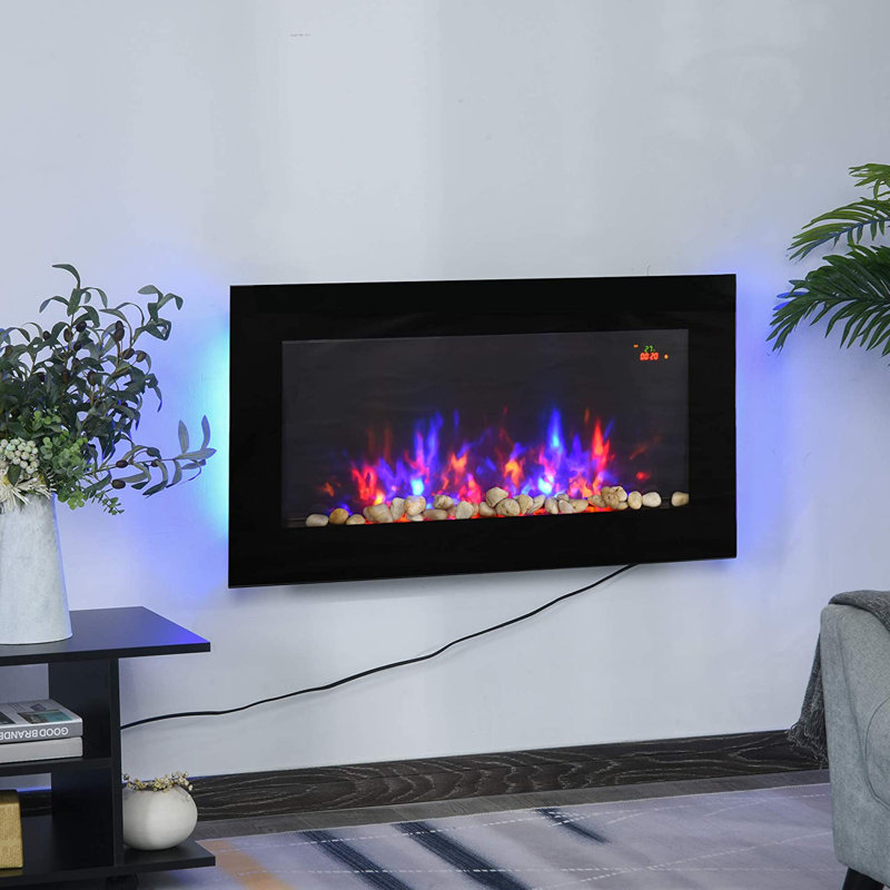 Jaycee Belfry Heating Black Electric Fireplace with 6820 BTU, 48cm H x 90.8cm W x 11.5cm D