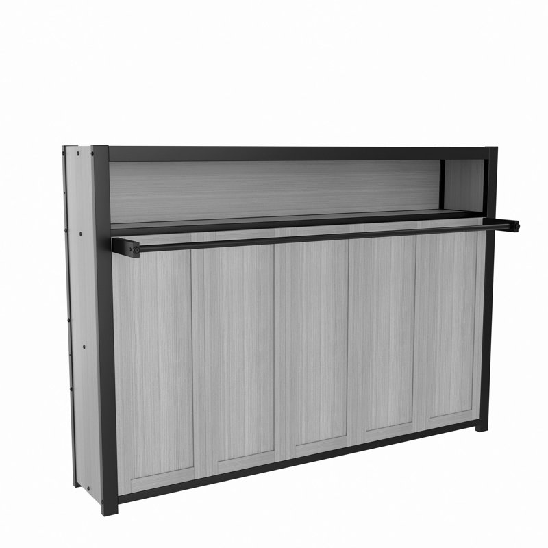 Lit escamotable avec tablettes, lit escamotable en métal au design pliable et peu encombrant, Gris