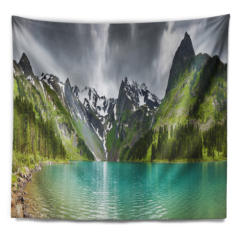Photographie montagne lake panorama tapisserie, H 50 po x l 60 po