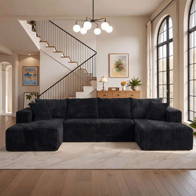 Canapé d'angle en U sans structure, canapé inclinable modulable, canapé-lit, canapé modulable gain de place, canapé-lit pour salon, mobilier de salon, installation non requise, canapé d'angle en velours côtelé gain de place.