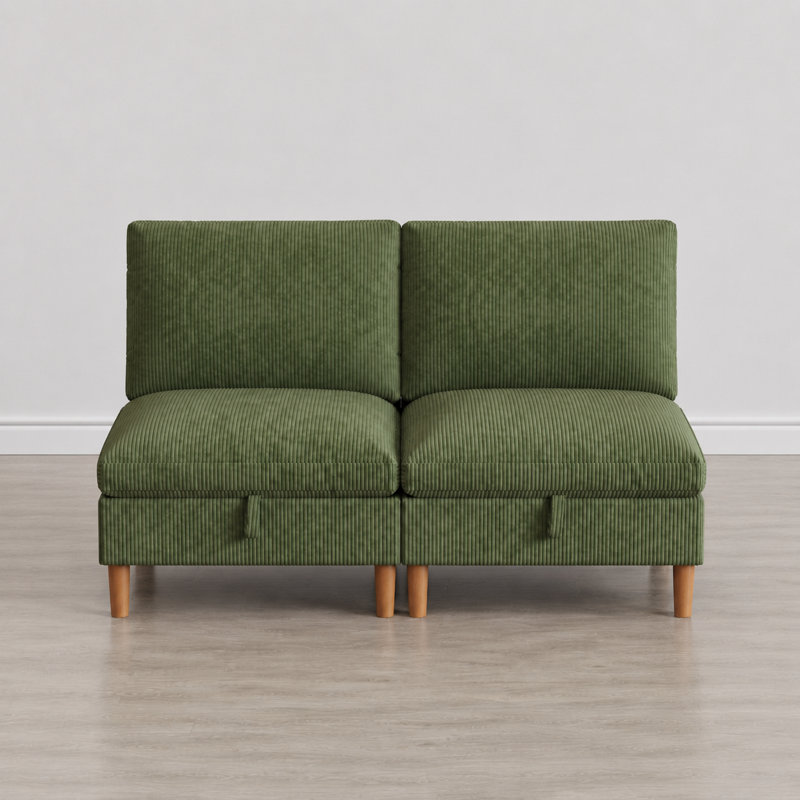  Composant de siège de rangement rembourré sans accoudoirs Shepardson, Vert