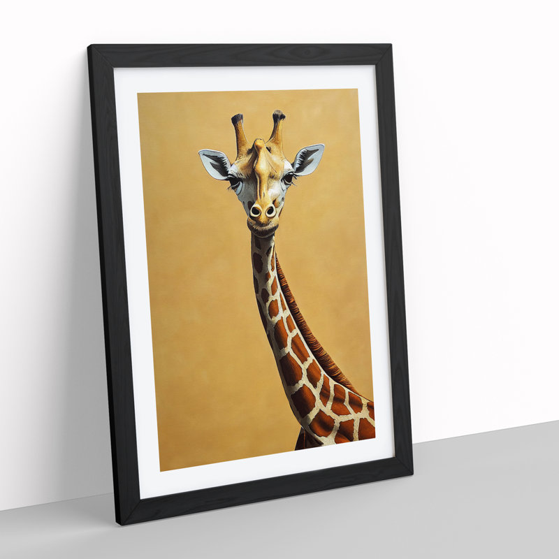 Cute Giraffe - Single Picture Frame Print, Black, 46cm H x 34cm W x 2cm D