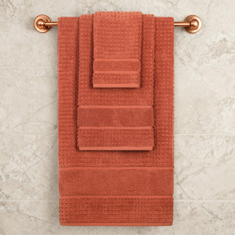  Zero-Twist Cotton Towel Set - Honeycomb Waffle Texture - Quick-Dry, Rust