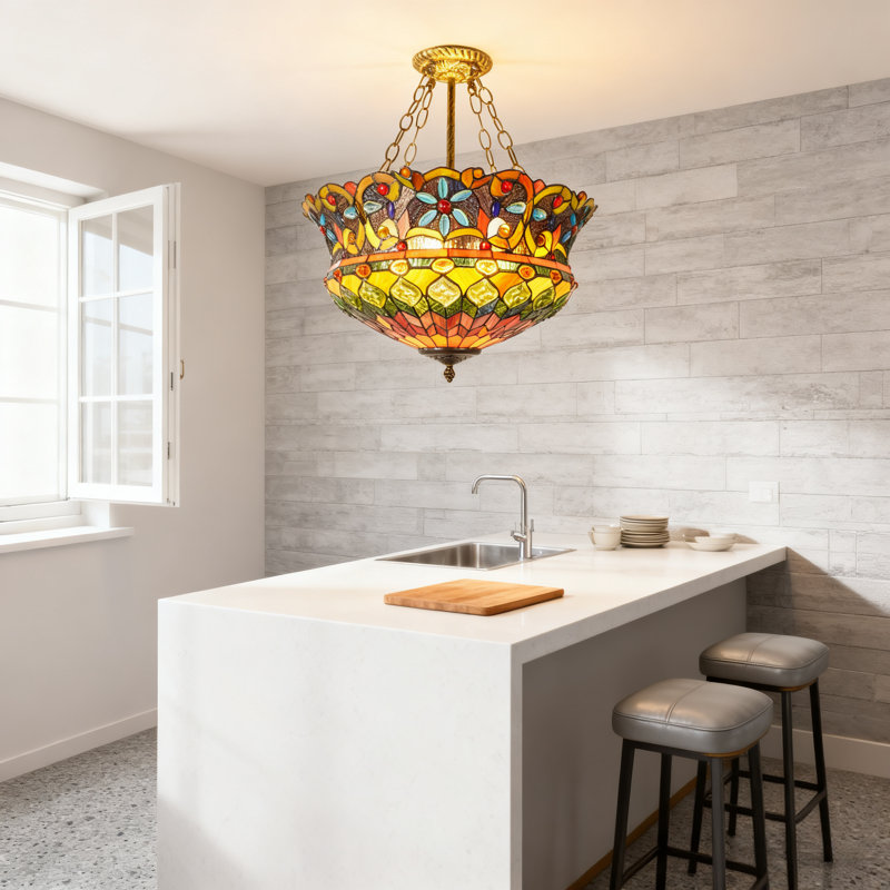 Luminaire suspendu unique à 5 lumières bronze