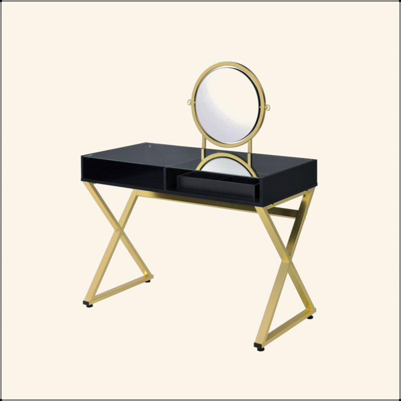 Vanity Desk W/Mirror & Jewelry Tray