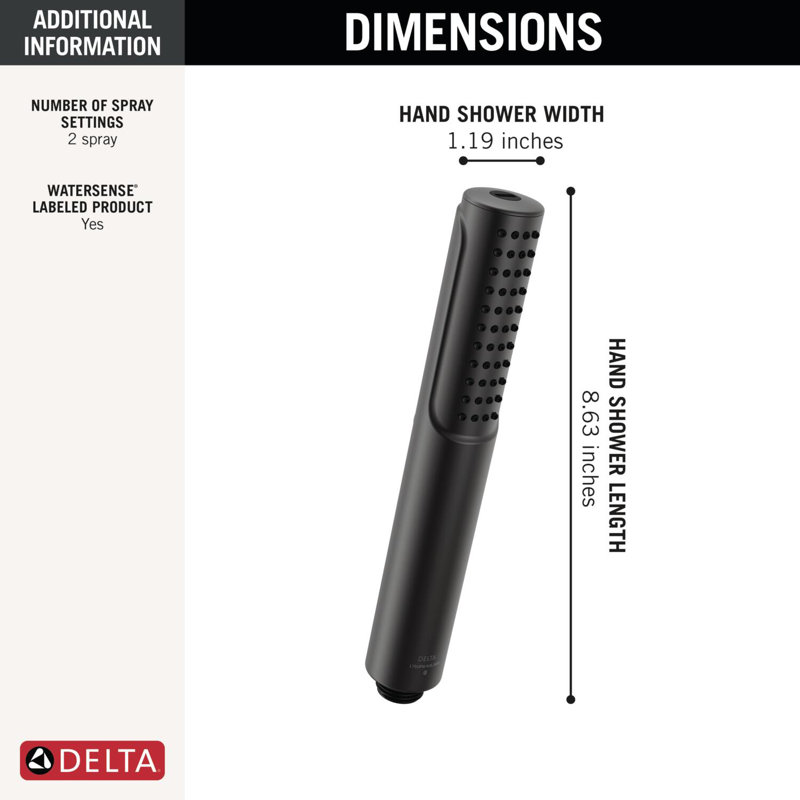  2-Setting Handheld Shower Head with High Pressure ProClean Spray Matte Black, Matte Black