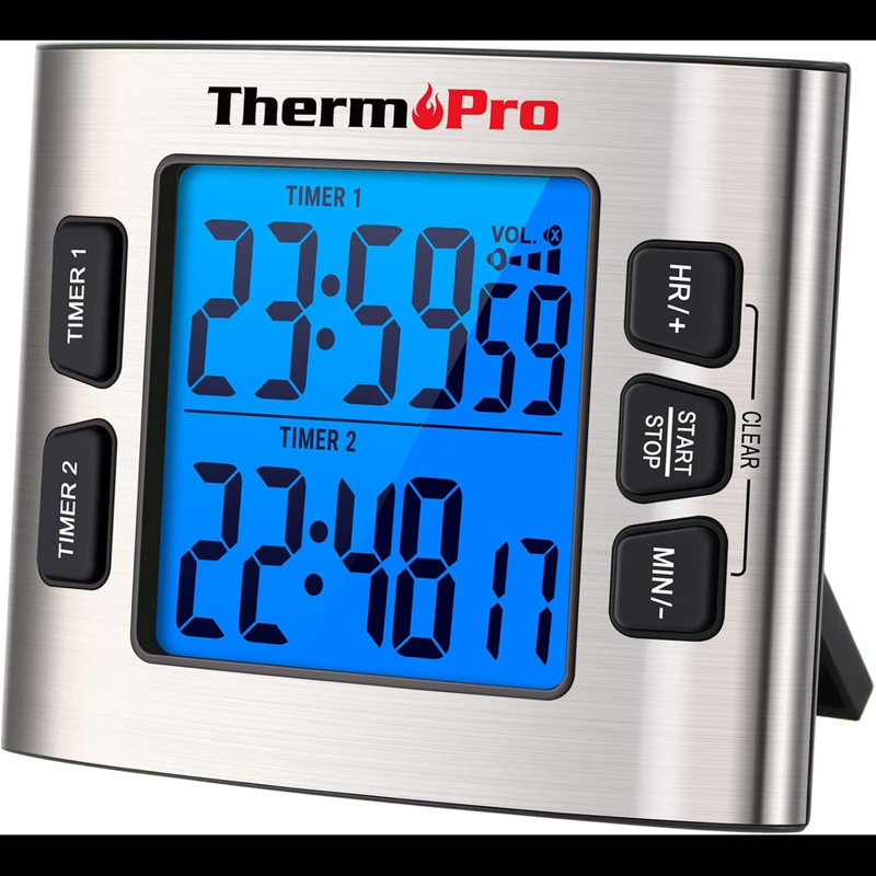 ThermoPro Stainless Steel Dual Countdown Digital Kitchen Timer
