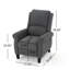 Fauteuil inclinable rembourré en tissu gris anthracite - Fauteuil inclinable de salon moderne avec pieds en bois d'hévéa pour regarder la télévision confortablement