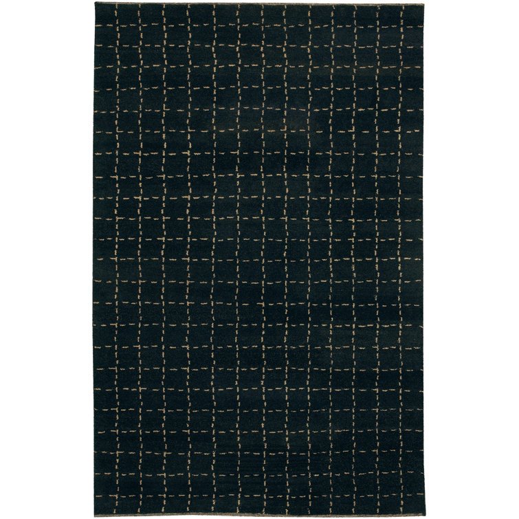 Chelsea Wool Geometric Area Rug in Black