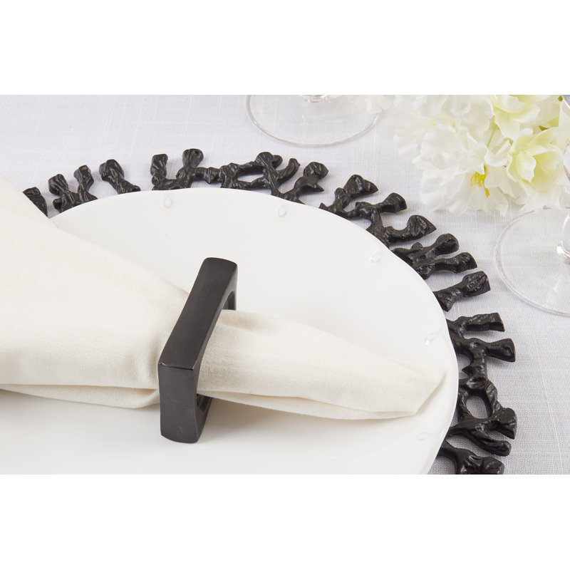 Rond de serviette rectangulaire (ensemble de 4), Noir