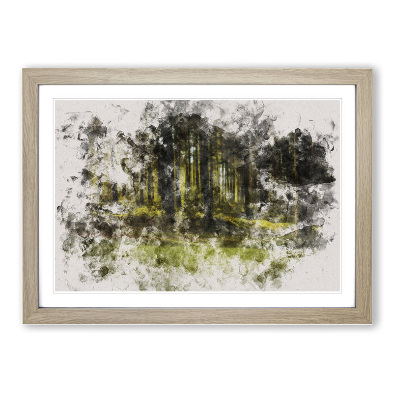 Green Forest Vol.4 - Picture Frame Graphic Art, 36cm H x 48cm W x 2cm D, Oak Framed