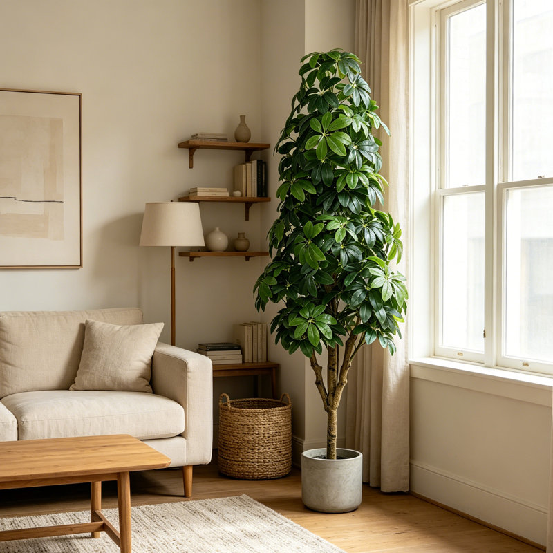 Arbre artificiel 63,03 pouces dans un pot en plastique noir, pour l'intérieur et l'extérieur