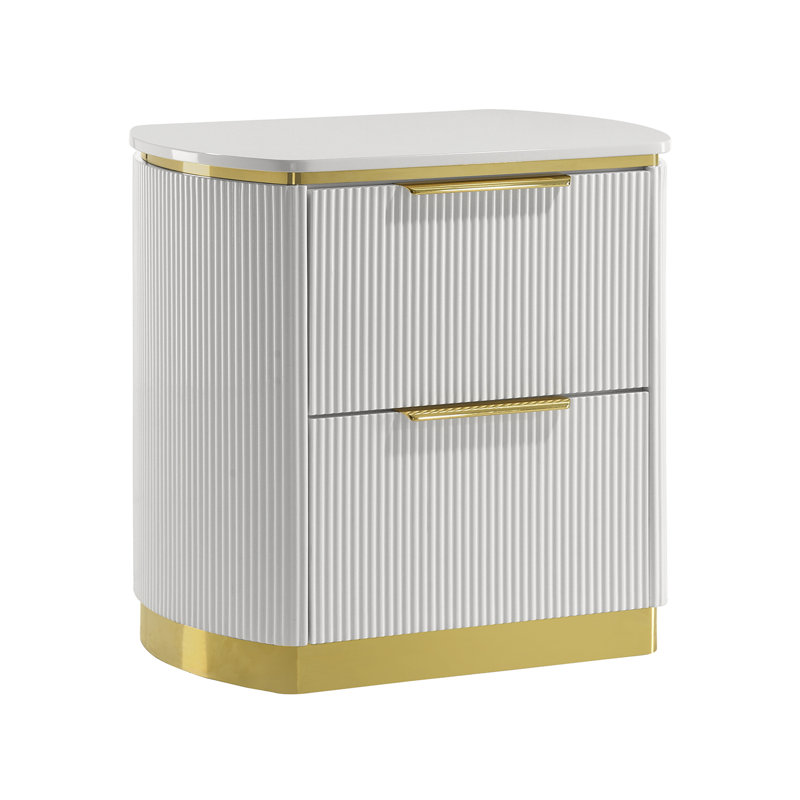 Kingsley Nightstand in Gold and White Finish