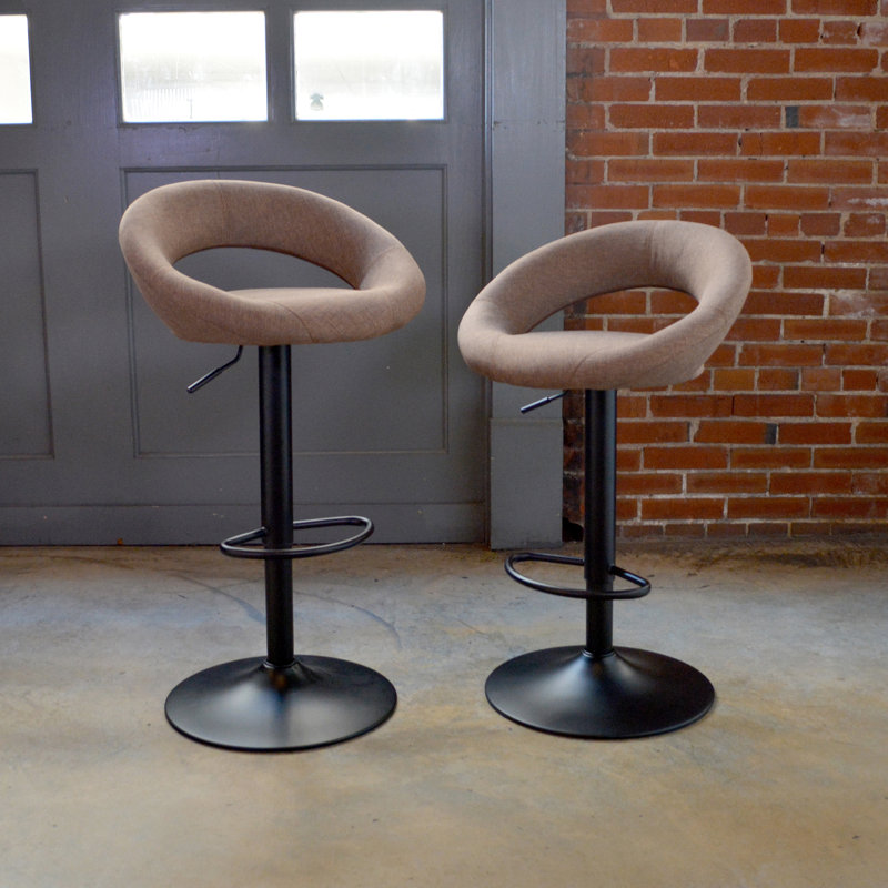 Dieng Nikolov Swivel Adjustable Height Bar Stool, Brown