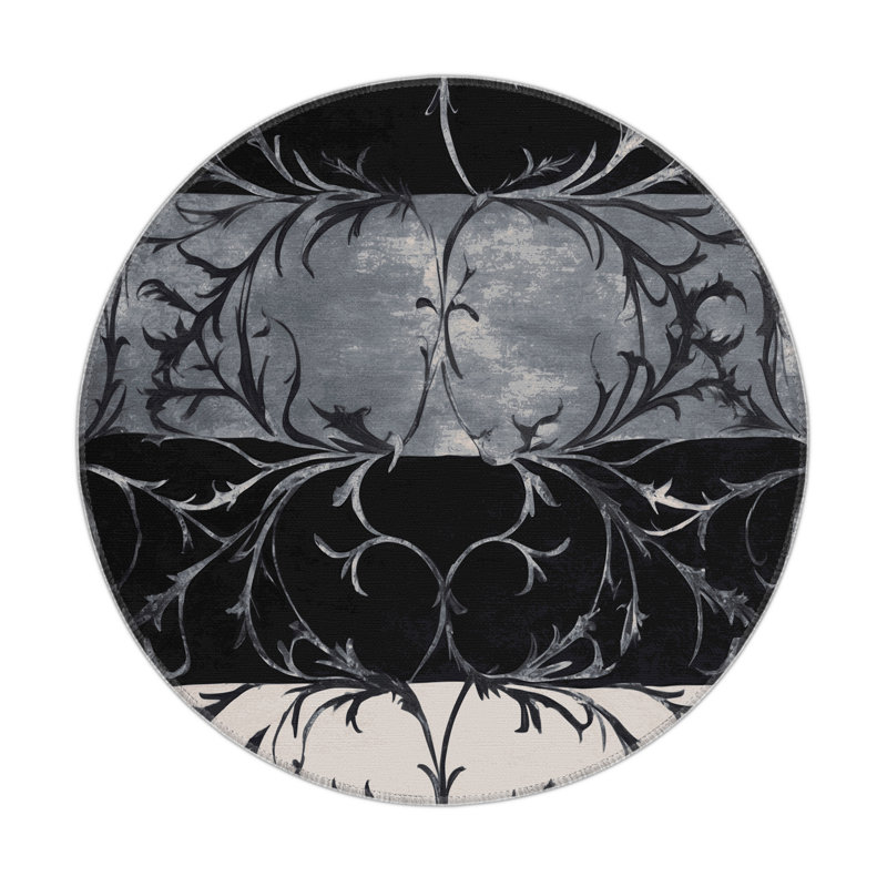 Ebony Vine Indoor And Outdoor Area Rug, Round 5'
