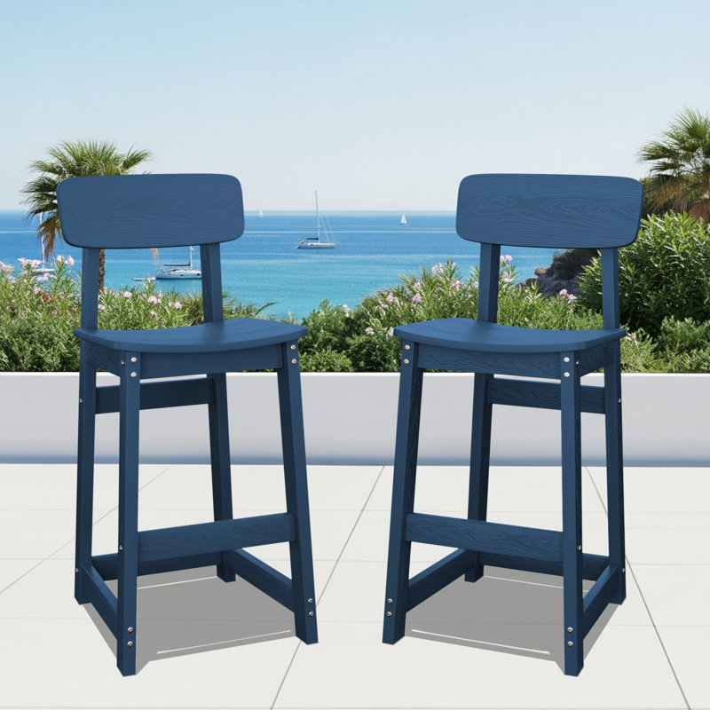 Ensemble de 2 chaises simples et modernes en PEHD pour l'extérieur, Marine