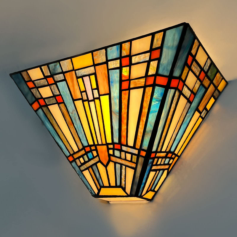 Applique murale Tiffany en verre coloré style abat-jour 1 lumière Tiffany