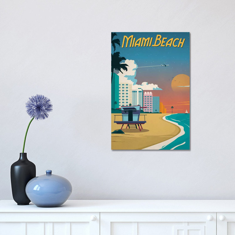 Miami Beach - Wrapped Canvas Painting, 30.48 cm H x 45.72 cm W