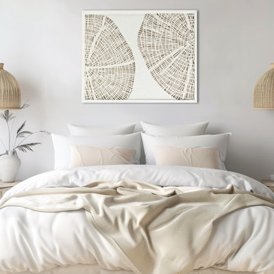 Décoration murale abstraite côtière - Riz, l 25,49 po x H 31,28 po, profondeur 1,28 po, fabriquée à la main avec du lin doux, avec protection en verre, pour une utilisation intérieure seulement, pièce décorative de l 25,49 po x H 31,28 po x P 1,28 po