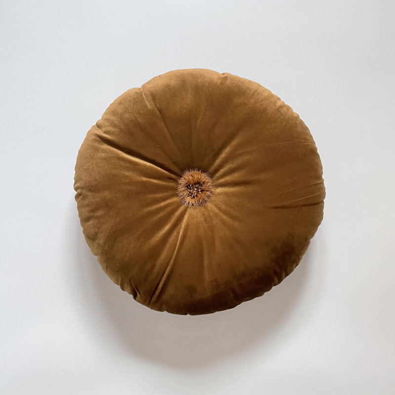 Decorative Boho Chic , Solid Round Throw Pillow , Brown