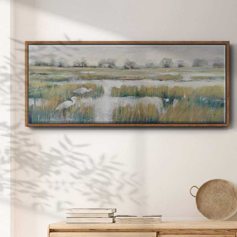 Marshland View V - Framed Canvas, 20" H x 50" W