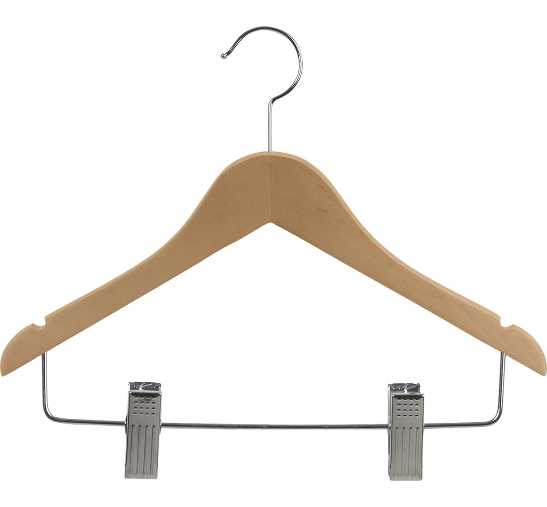 Wood Hangers With Clips for Skirt/Pants (Set of 25) Rebrilliant