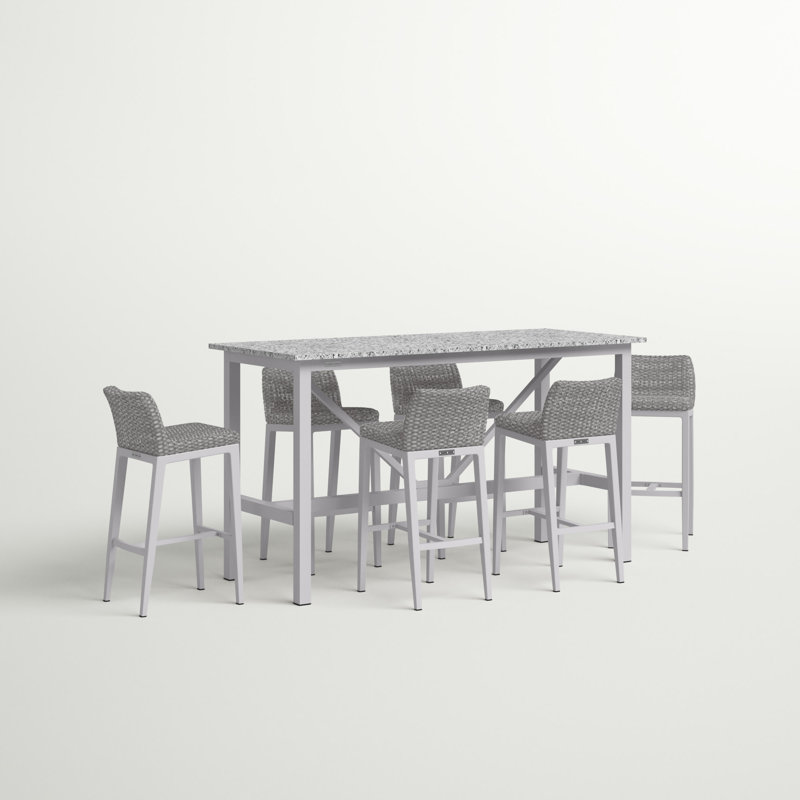 Ensemble de salle à manger rectangulaire pour 6 personnes Travira, Cendres