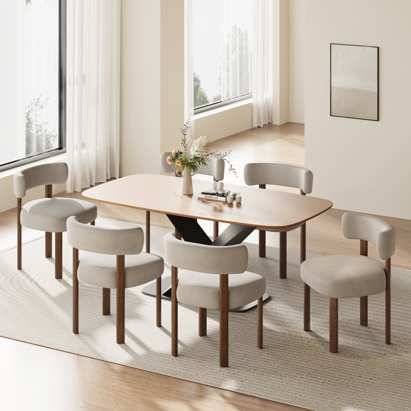 Upholstered Solid Wood Dining Chair Side Chair, Camel