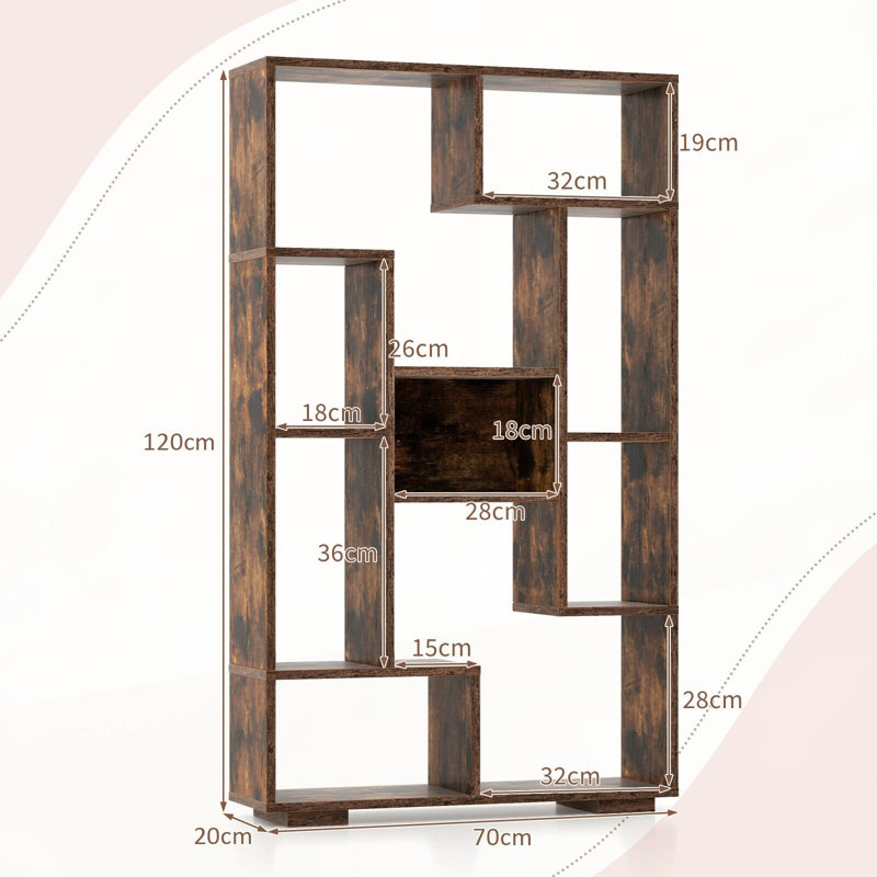 Boxdale 120cm H x 70cm W Particle Board Bookcase, Brown