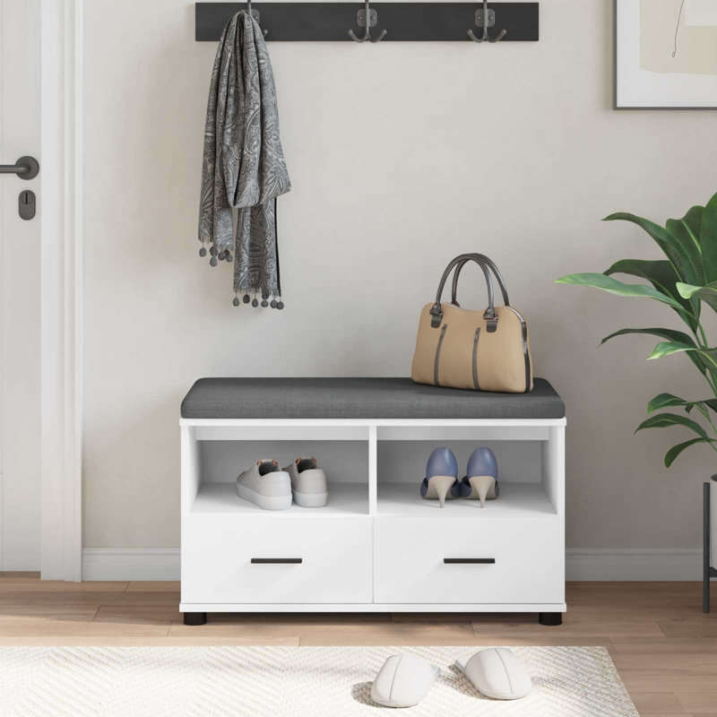 Storage Bench, White, 46cm H x 80cm W x 38cm D