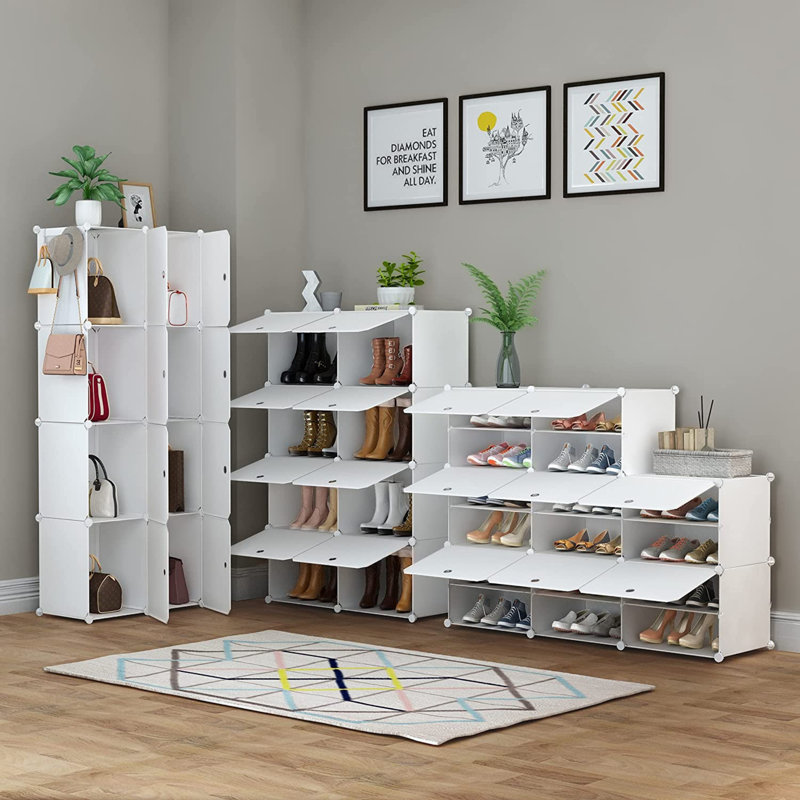 24 Pair Stackable Shoe Storage Cabinet