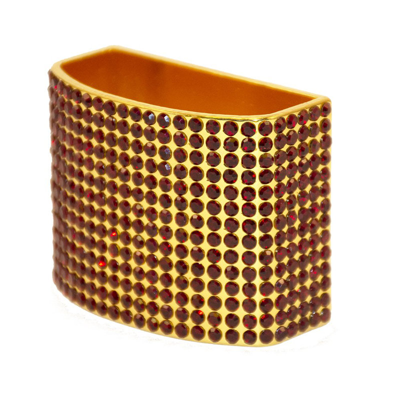 Crystal Studded Napkin Rings Gift Box, Red/Gold