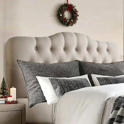 Linen Upholstered Headboard-Modern-Adjustable Height-Button Tufting
